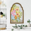 Art Factory Custom Hand Painted Farmhouse Wooden Arch Frame Flower Oil Painting Canvas Vintage Wall Hanging Home Decor Wall Art
