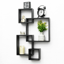 Luckywind Modern Style MDF Wall Decor Hanging Shelf Cube Trendy Geometric Floating Shelves in Wood for Living Room Home Decor