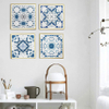 Factory Wholesale Sets of 4 Vintage Flowers Pattern Blue Paper Prints Metal Framed Abstract Wall Art for Bedroom Boho Wall Decor Artwork 