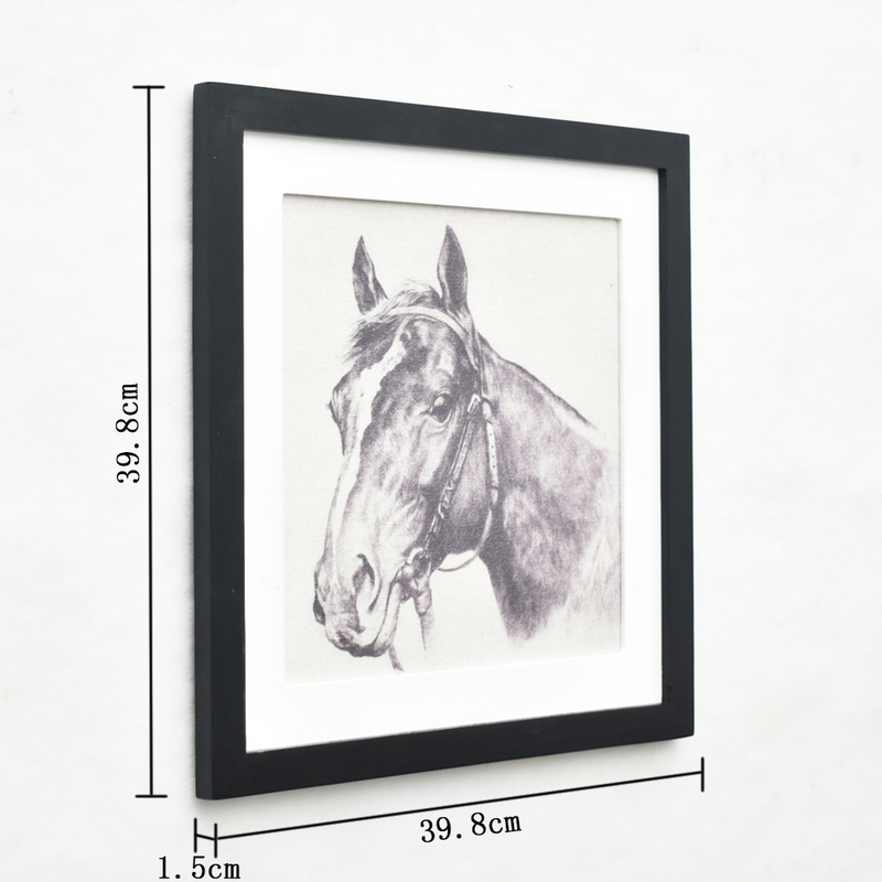 Customized Wholesale Natural Rustic Wooden Frame Canvas Painting Wooden Horse Wall decor For Living room