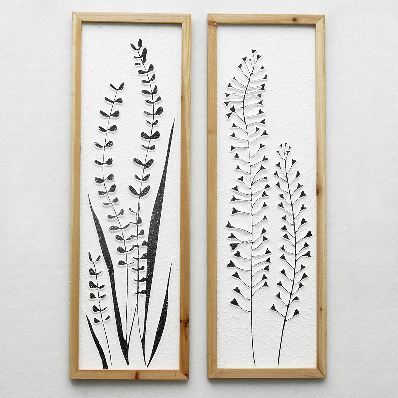 European Americana Style Farmhouse 3D Pattern Antique Wood Frame Crafted Wall Art Prints Rectangle Accent Wall Decor Hanging