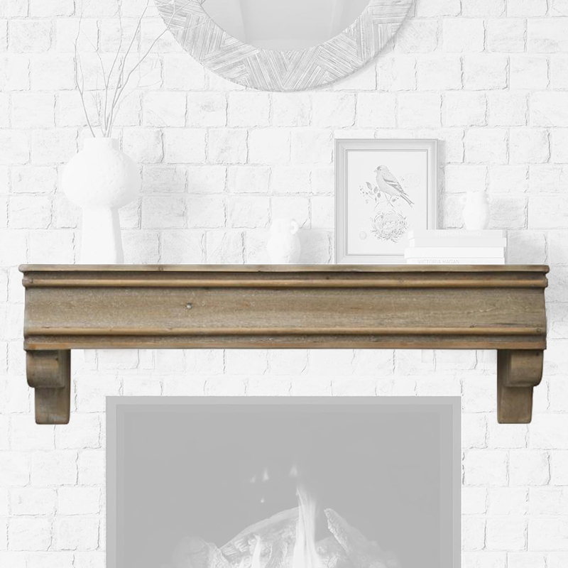 Home Decor Handmade French Style Wooden Fireplace Floating Mantel Shelf Modern Farmhouse Wood Mantels for Over Fireplace