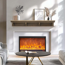 Luckywind Modern Farmhouse Wood Wall Shelf Fireplace Mantel Shelf Wall Mounted Fireplace Mantel Rustic Mantel Floating Shelf