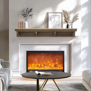 Luckywind Modern Farmhouse Wood Wall Shelf Fireplace Mantel Shelf Wall Mounted Fireplace Mantel Rustic Mantel Floating Shelf