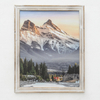 Framed Canvas Print Snowy Mountains and Pine Forest Landscape Wall Art, Farmhouse Nature Wilderness Wall Decor for Living Room