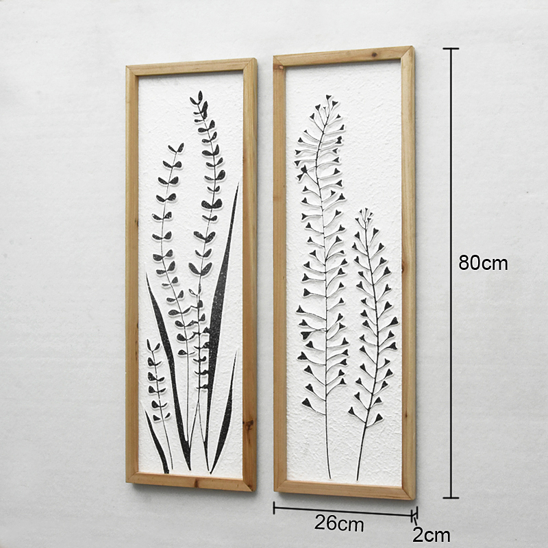 European Americana Style Farmhouse 3D Pattern Antique Wood Frame Crafted Wall Art Prints Rectangle Accent Wall Decor Hanging