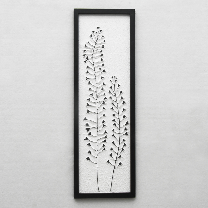 Unique Handmade Modern Farmhouse Wooden Frame Recycle Paper Paintings Plant Print Home Decor Wall Art Wood Wall Hanging Decor