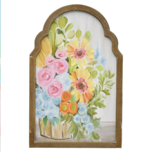 Art Factory Custom Hand Painted Farmhouse Wooden Arch Frame Flower Oil Painting Canvas Vintage Wall Hanging Home Decor Wall Art