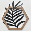 set of 4 Farmhouse Home Interior House Decor Luxury Hexagon Wood Frame Metal Iron Hanging Flower Leaf Art Home Wall Decor for Living Room