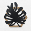 set of 4 Farmhouse Home Interior House Decor Luxury Hexagon Wood Frame Metal Iron Hanging Flower Leaf Art Home Wall Decor for Living Room