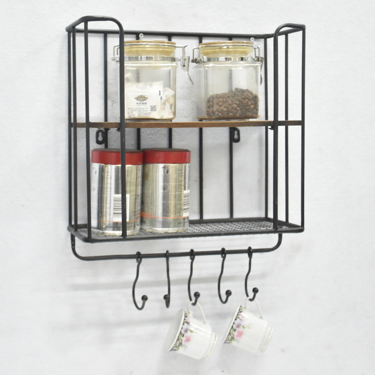 Metal Wire Wall Mount Shower Rack Bathroom Accessories Organizer Kitchen Wall Hanging Shelf Storage Rack Holders With Hooks 