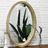 Luckywind Antique Vintage Reclaimed Wood Frame Oval Decorative Wall Mirror for Home Decor 