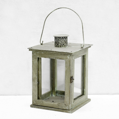 Luckywind Small Wooden Vintage Lantern Indoor Or Outdoor Decorative Lantern with Rustic Lantern Design 